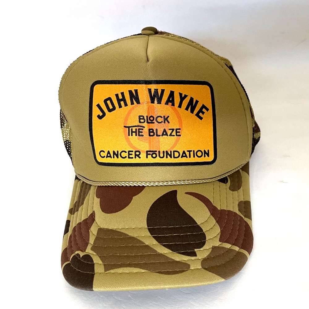 John Wayne Cancer Foundation Block the Blaze Camo Snap Back Mesh Cap Trucker Hat